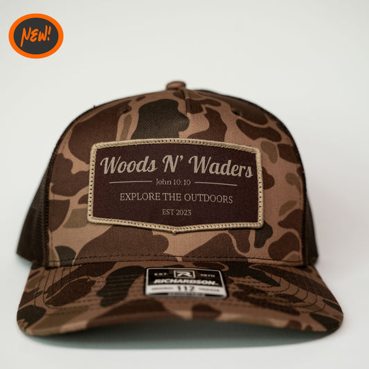 Woods N' Waders Patch Hat- Bark Duck Camo
