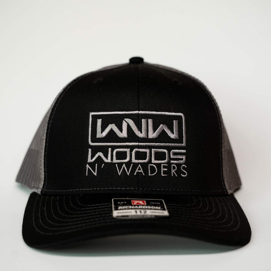 Woods N Waders Logo Hat- Black/Grey
